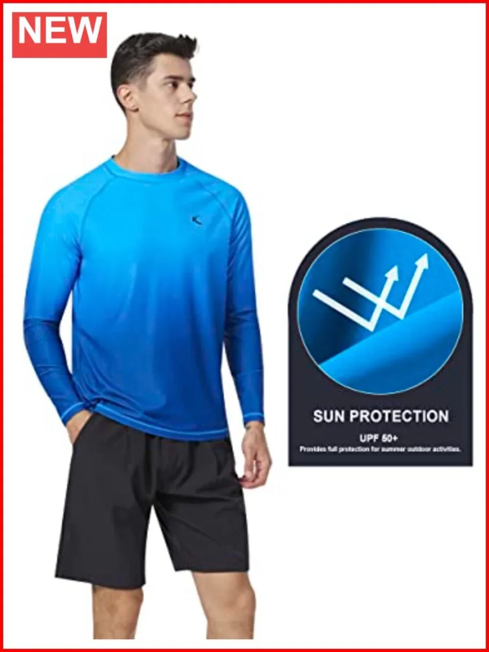 UPF 50+ Long Sleeve Rash Guard Quick Dry 4-Way Stretch UV Sun Protection Swim